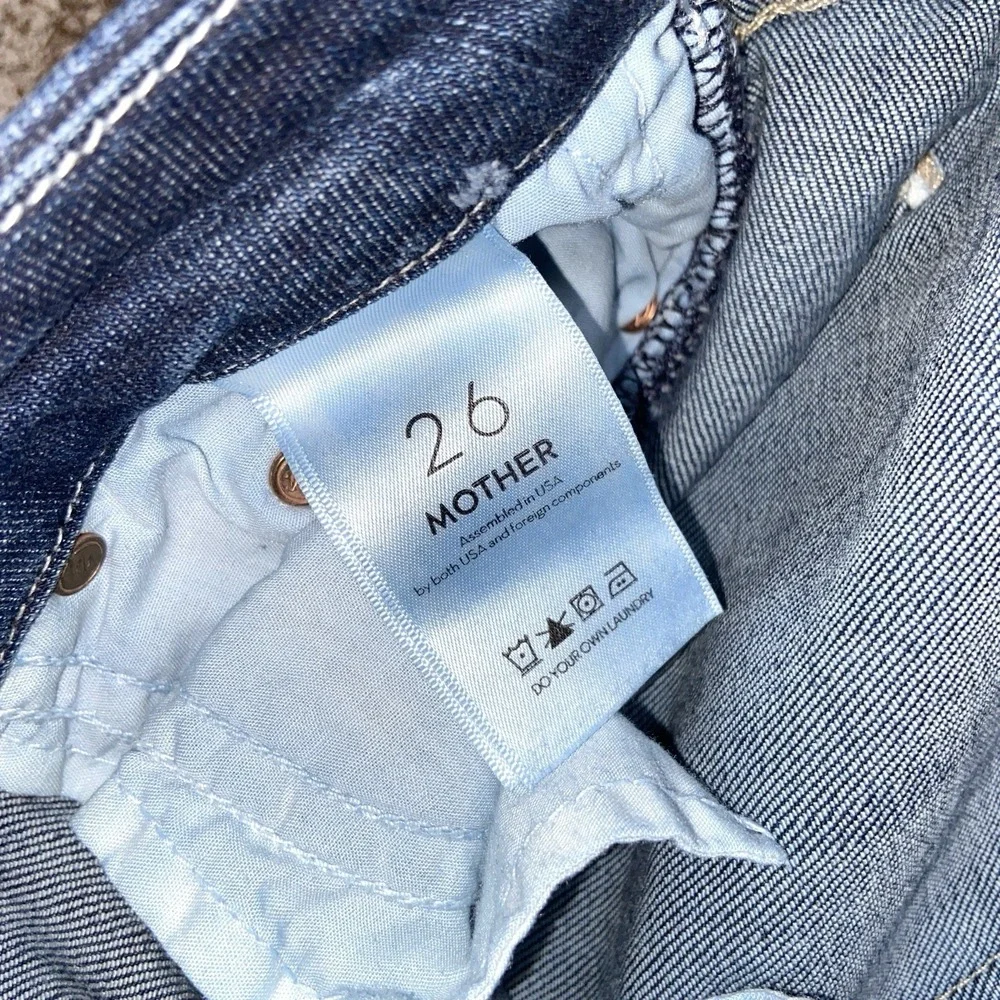 MOTHER The Looker Crop Women's Jeans Size 26 Blue Distressed Skinny Stretch